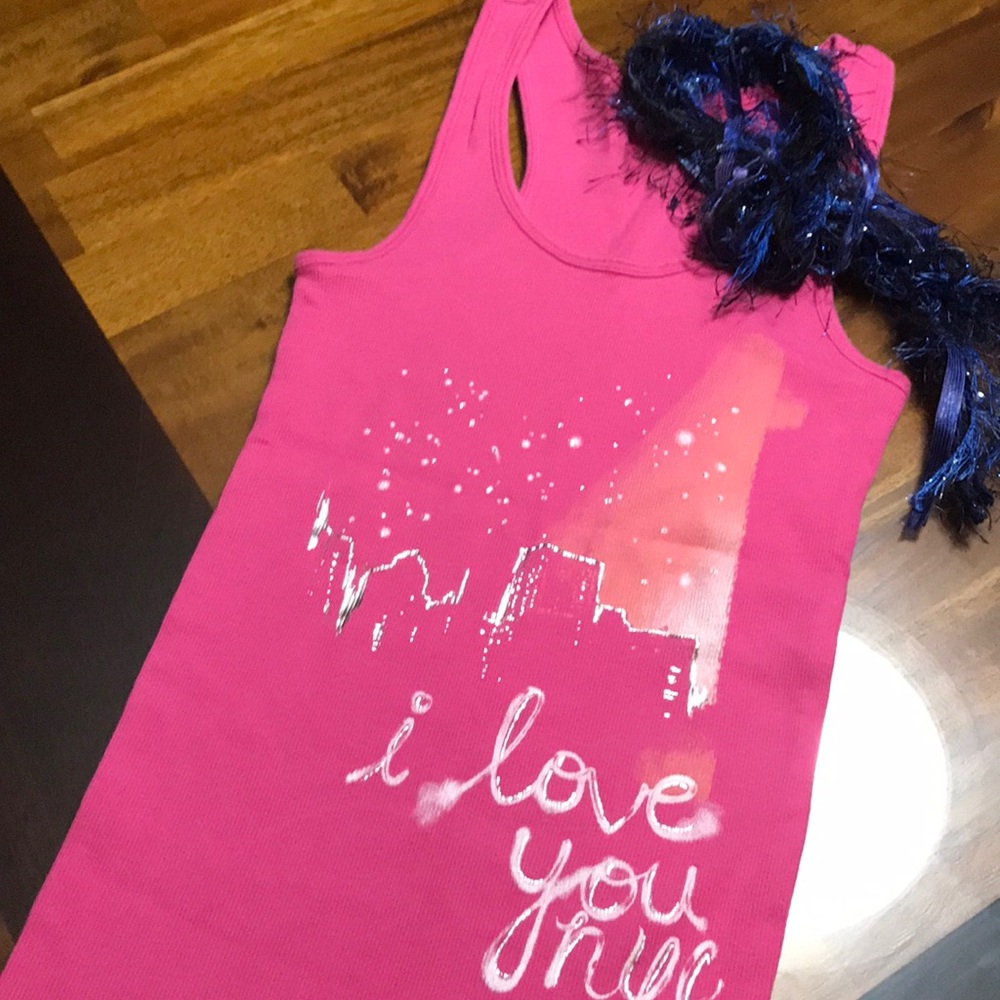“I love you NYC” pink ribbed tank